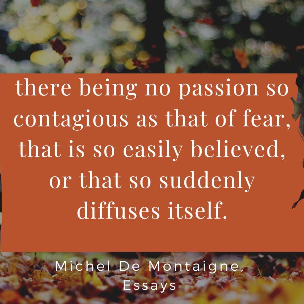 There is no passion contagious as that of fear ~ Michel De&nbsp;Montaigne